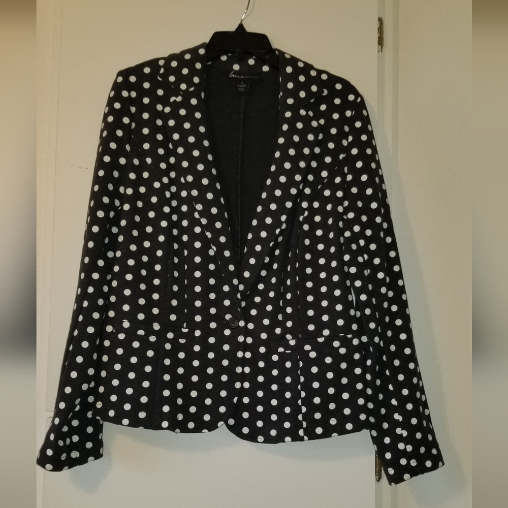 Lane Bryant Black and White Polka Dot Blazer NWOT